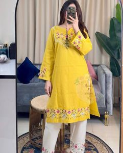 Vibrant Yellow Embroidered Co-Ord Set