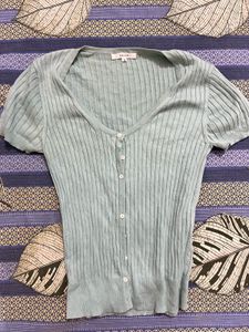 sea green ribbed top