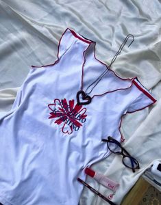Cute White Top With Red Trim