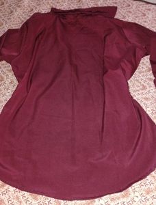 Maroon Satin Button-Up Shirt