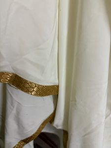 Elegant White Ethnic Skirt with Gold Border