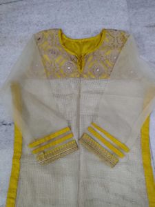 Embroidered Yellow Kurta Set