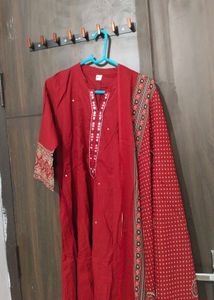 New Unused PureCotton Premium Ajrak AnarkaliSuit