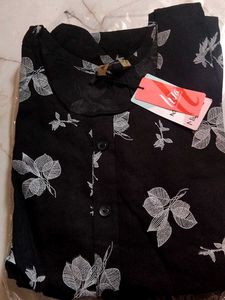 Miyanka Black Floral Print Kurta
