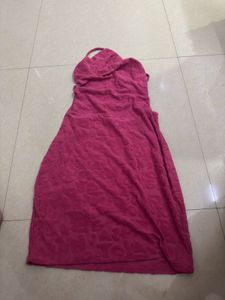 Hot Pink Textured Mini Dress