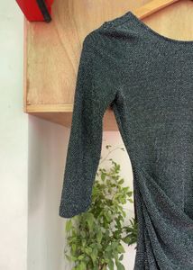 Sparkly Silver Ruched Mini Dress