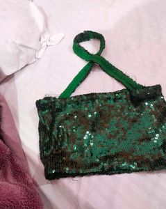 Sparkly Green Sequin Crop Top ( size xs)