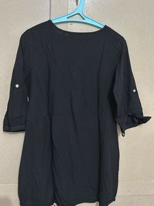 Black Embroidered Tassel Blouse