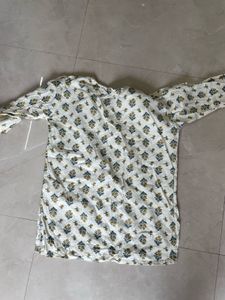 White Kurta with Floral Print