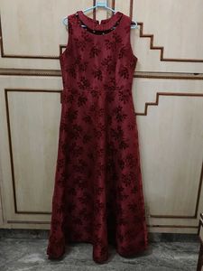 Elegant Burgundy Floral Maxi Dress