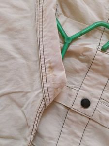 Cream Denim Button-Up Midi Dress