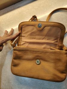 Tan Leather Crossbody Bag with Tassel