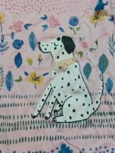 Cute Dog and Cat Print T-Shirt 5-6 years old girl