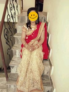 Red saree with beautiful work