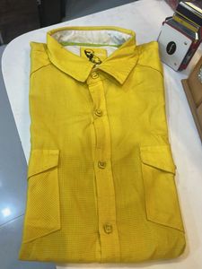 Yellow Short Sleeve Button-Up Shirt