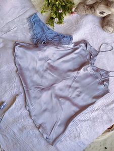 Satin Slip &amp; Lace Panty Set