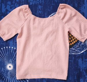 Pink Ruched V-Neck Top