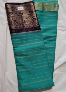 beautiful Teal &amp; purple with Gold zari Saree