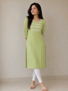 Lime Green Embroidered Kurta