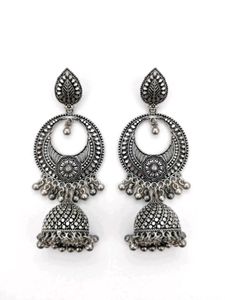 Oxidized Silver Jhumka Earrings