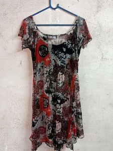 Boho Chic Print Tunic Dress See-through Long