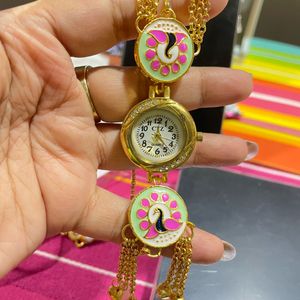 Kashmiri  Peacock Charm Watch Bracelet