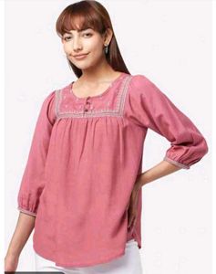 Embroidered Pink Tunic Top