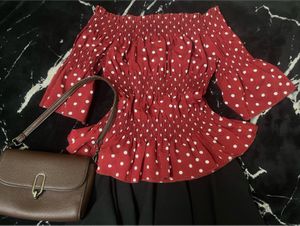 Red Polka Dot Off-Shoulder Top