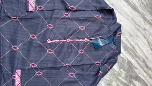 Stylish Grey Kurta with Pink Diamond Print