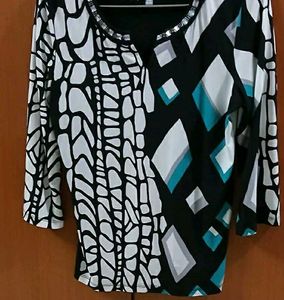 Stylish Geometric Print Top - L Size