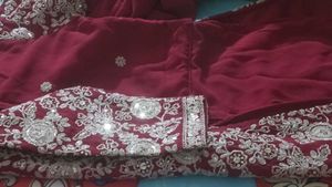 Elegant Red Embroidered Girls' Outfit
