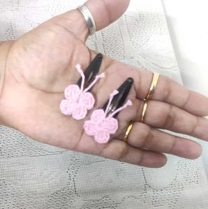 Cute Crochet Flower Hair Clips - Pink🦋