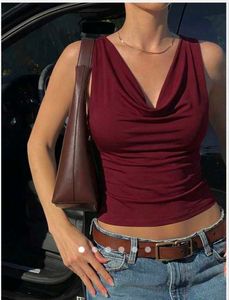 Burgundy Cowl Neck backless Tank Top