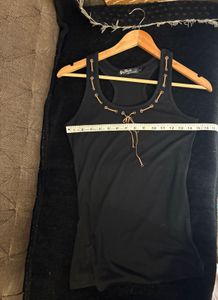 Black Lace-Up Tank Top