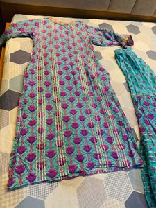 Blue sharara set with floral print