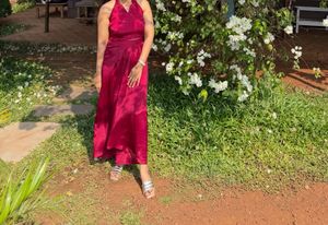 halter neck top with pleated skirt