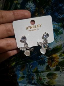 Sparkling Butterfly Heart Earrings
