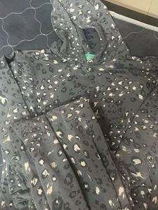 Gray Leopard Print Hoodie