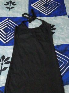 Black Halter Neck Ruched Dress