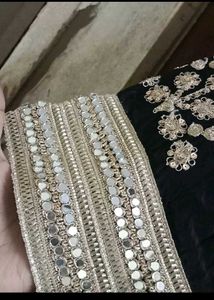 Elegant Black Kurta Set with Silver Embellishments