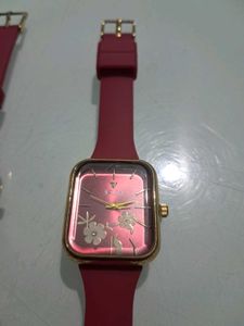 Chic Rose Gold Tone Square Dial Watches (Set of 2)
