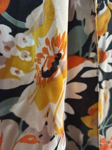 Unique Patchwork Floral Print Tie-Front Top