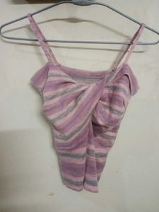 Striped Twist Front Crop Top