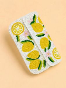 Lemon Beaded Clutch Bag