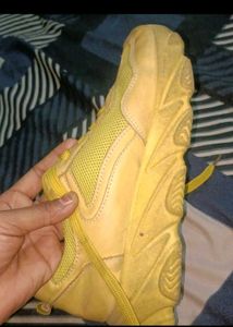Yellow Lace-Up Sneakers
