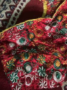 Embroidered Red Ethnic Blouse