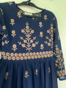 Elegant Navy Embroidered Gown