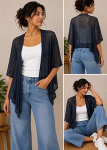 Black Sheer Cropped Cardigan