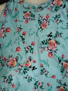 Light Blue Floral Print Kurta