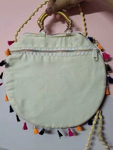 Embroidered Peacock Round Sling Bag